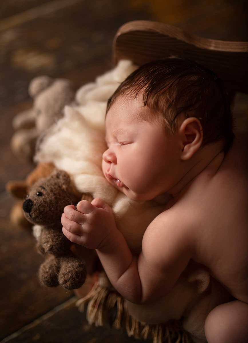 newbornfoto mit Teddy