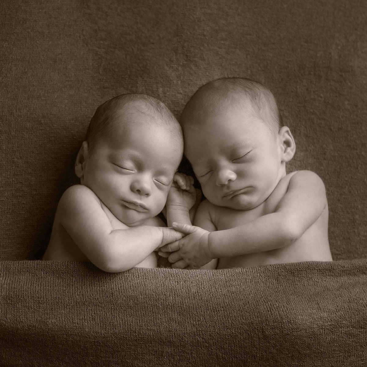 newbornfoto Zwillinge in sepia